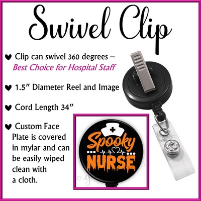 Spooky Halloween Nurse Retractable Badge Holder, CNA Badge Reel, Nursing Assistant Badge Reel, Nurse Badge Holder - GG6249 - image2